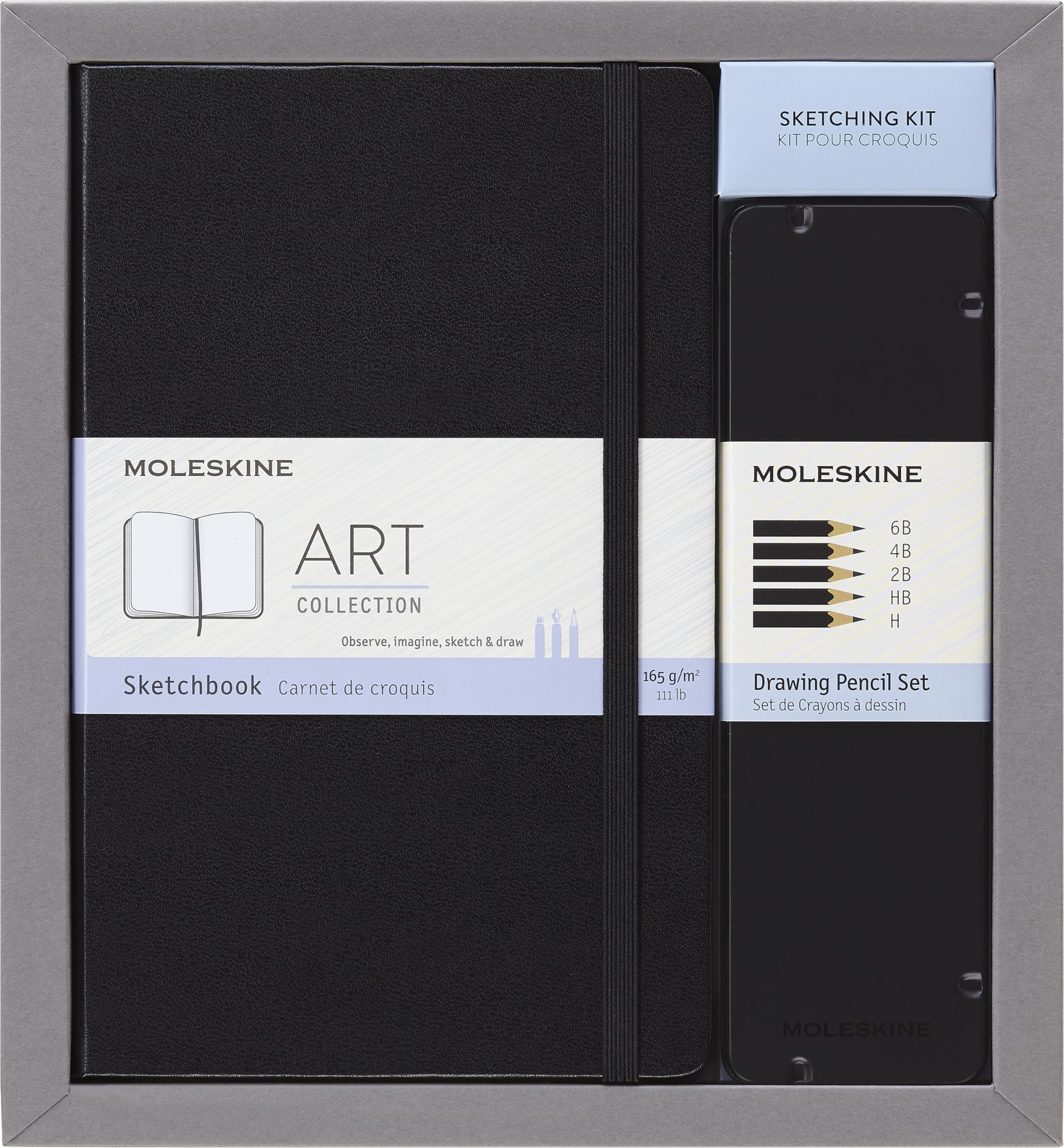 moleskine-art-kit-disegno-large-13x21-cm-5-matite-nero image 1