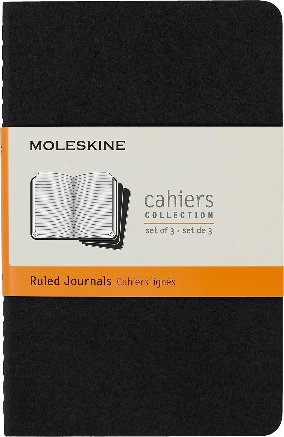 moleskine-cahier-journal-set-3-quaderni-a-righe-nero image 1