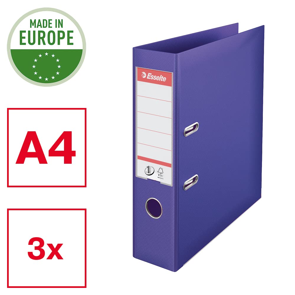 esselte-vivida-624282-raccoglitore-a-leva-a4-dorso-75-mm-viola-3-pezzi image 2