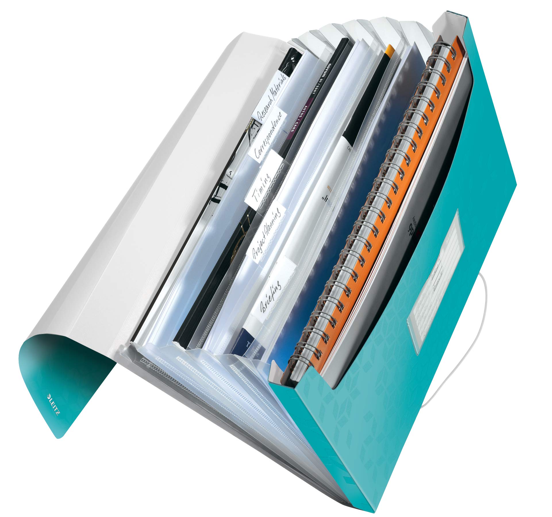leitz-wow-cartella-progetti-a4-a-soffietto-6-scomparti-acqua-marina image 1