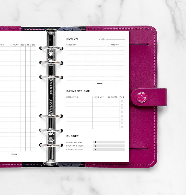 filofax-expense-tracker-refill-personal-ricarica-organiser-minimal image 2