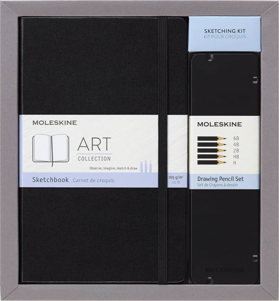 moleskine-art-kit-disegno-large-13x21-cm-5-matite-nero image 1