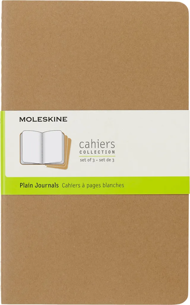 moleskine-cahier-journal-set-3-quaderni-large-13x21-cm-marrone-pagine-bianche image 1