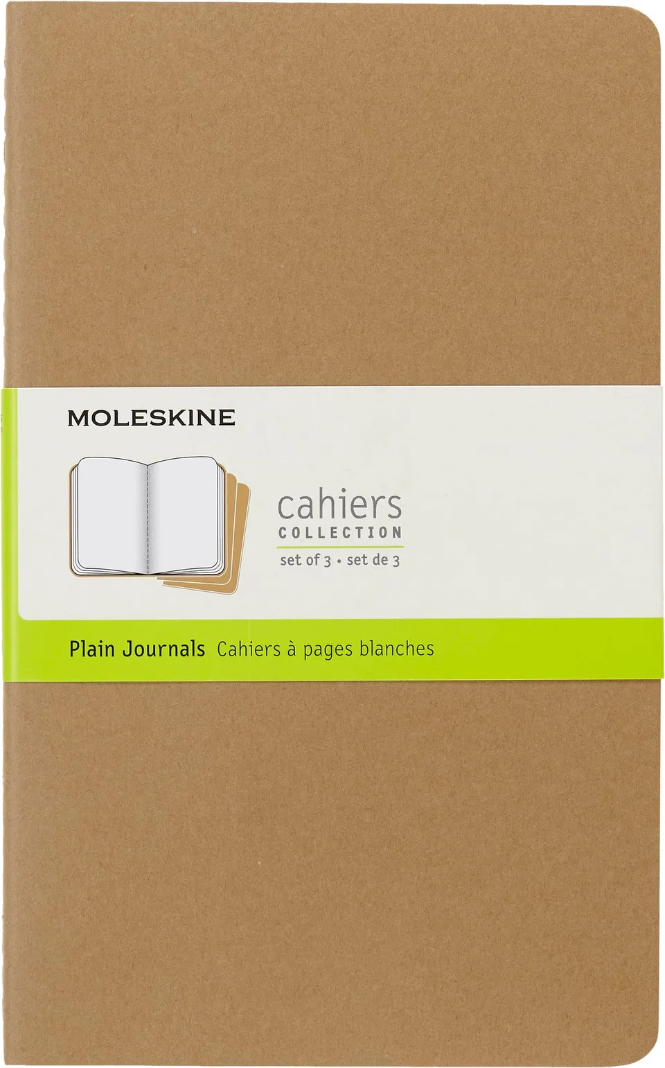 moleskine-cahier-journal-set-3-quaderni-large-13x21-cm-marrone-pagine-bianche image 1