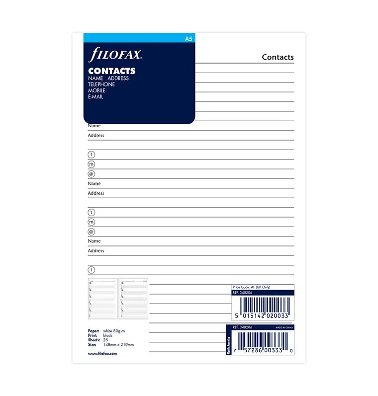 filofax-rubrica-completa-a5-20-fogli image 1