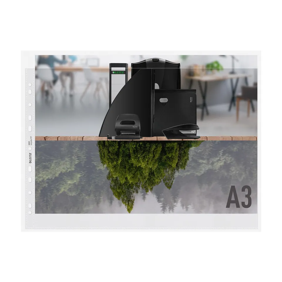 leitz-recycle-buste-perforate-a3-trasparenti-100-micron-confezione-da-25 image 1
