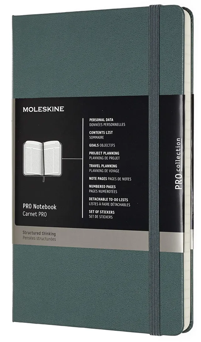 moleskine-pro-notebook-large-13x21-cm-verde-bosco-copertina-rigida image 1