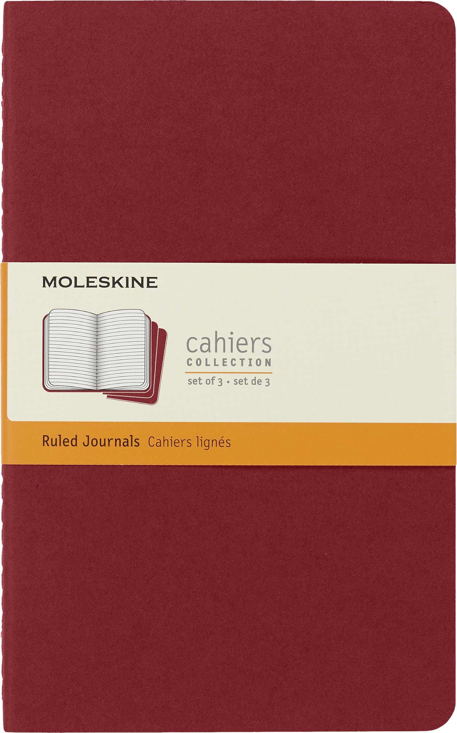 moleskine-cahier-journal-set-3-quaderni-a-righe-rosso-large-13x21-cm-80-pagine image 1