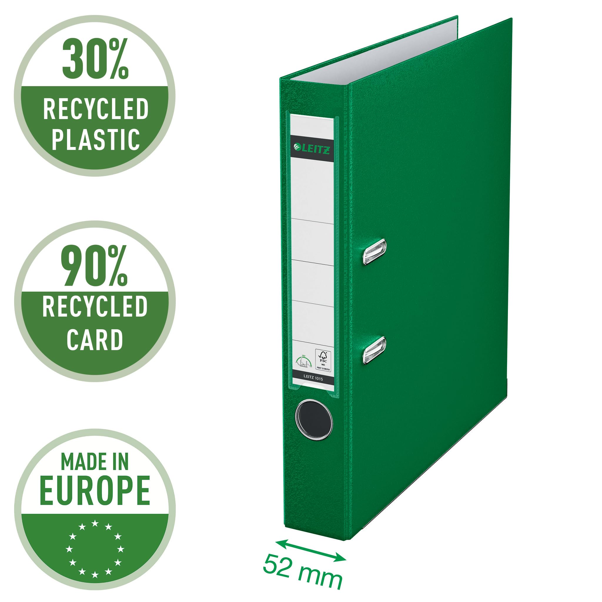 leitz-registratore-180-plastica-verde-dorso-52-mm-a4 image 2