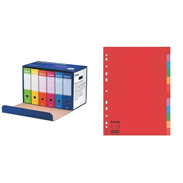 esselte-oxford-box-6-raccoglitori-g85-a4-divisori-12-tasti image 1