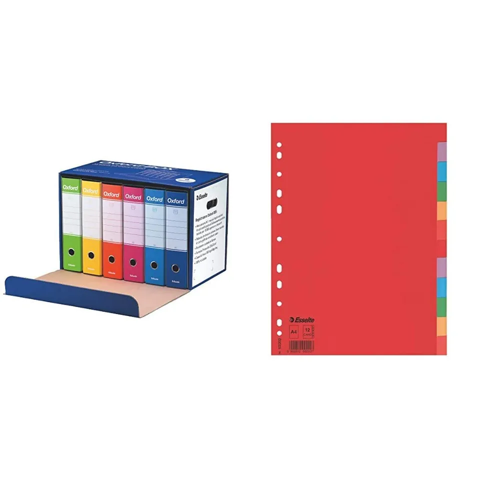 esselte-oxford-box-6-raccoglitori-g85-a4-divisori-12-tasti image 1