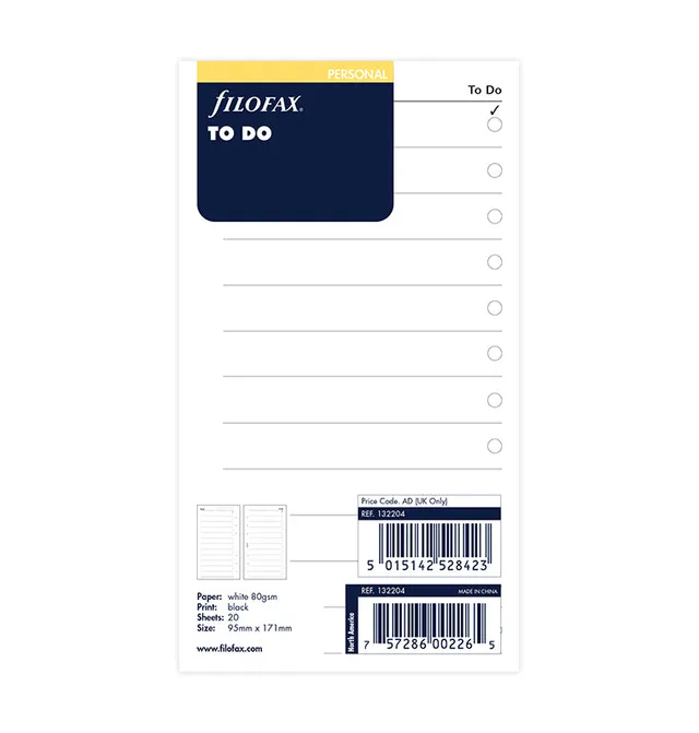 filofax-lista-to-do-personal-blocco-20-fogli image 1