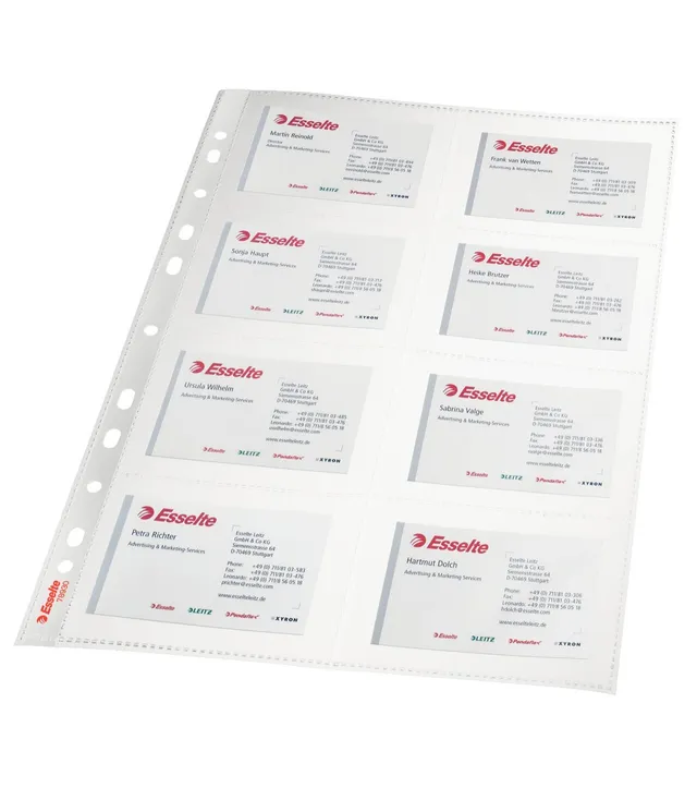 esselte-busta-perforata-per-biglietti-da-visita-a4-ppl-105-micron-confezione-10- image 1