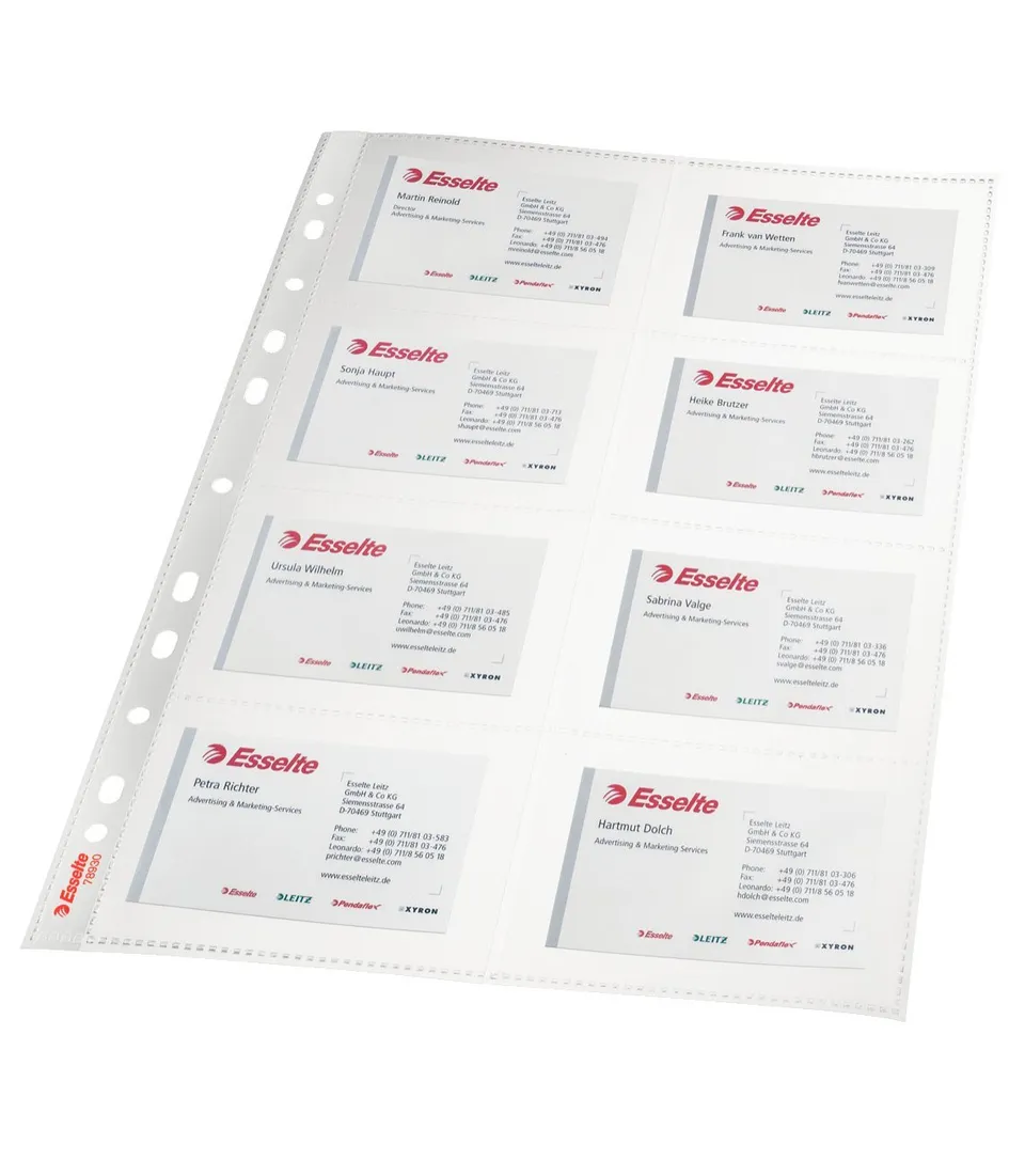 esselte-busta-perforata-per-biglietti-da-visita-a4-ppl-105-micron-confezione-10- image 1