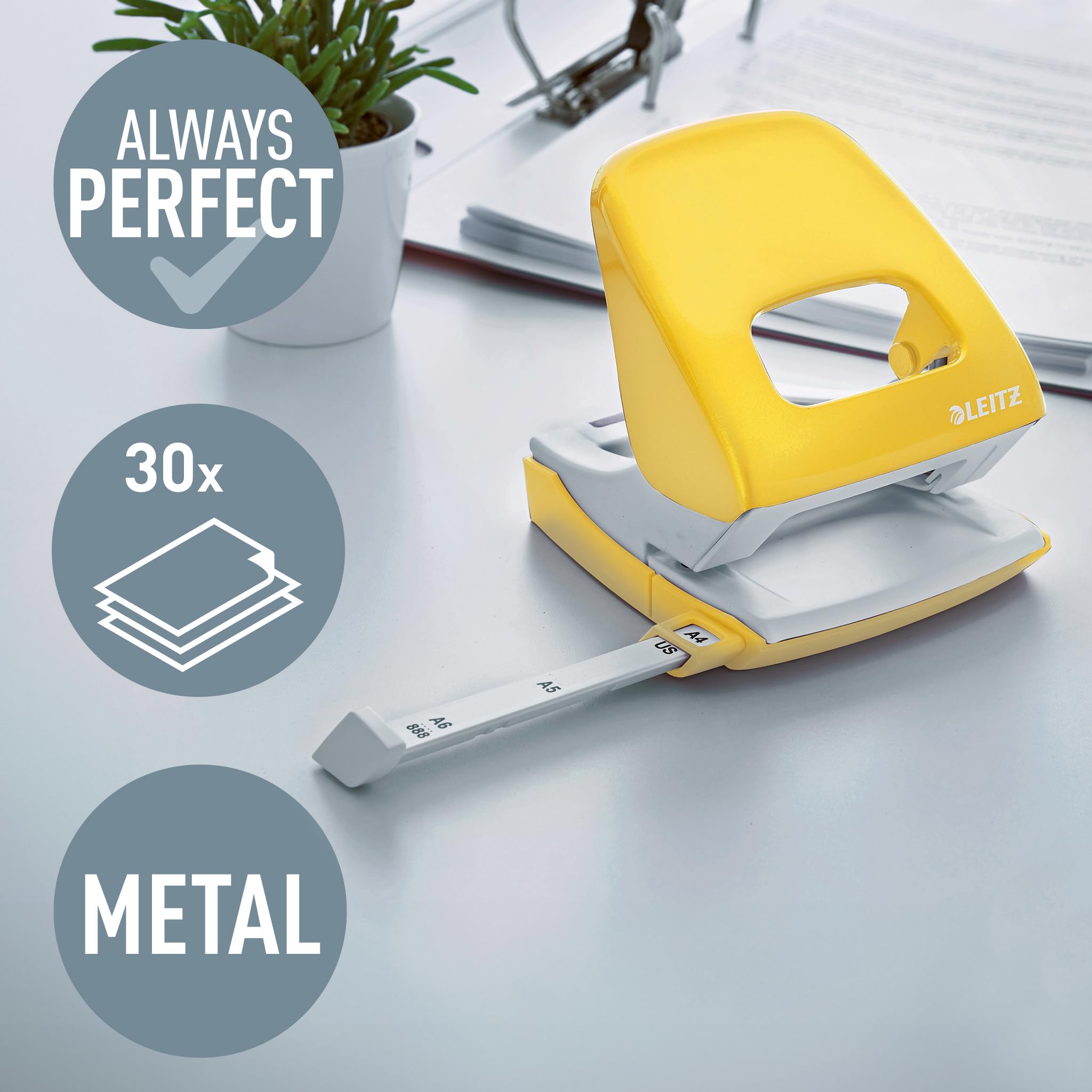 leitz-wow-perforatore-a-2-fori-30-fogli-giallo-50081016 image 2