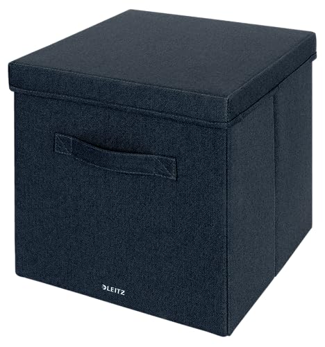 leitz-set-2-scatole-portaoggetti-tessuto-cubo-con-coperchio-grigio image 8