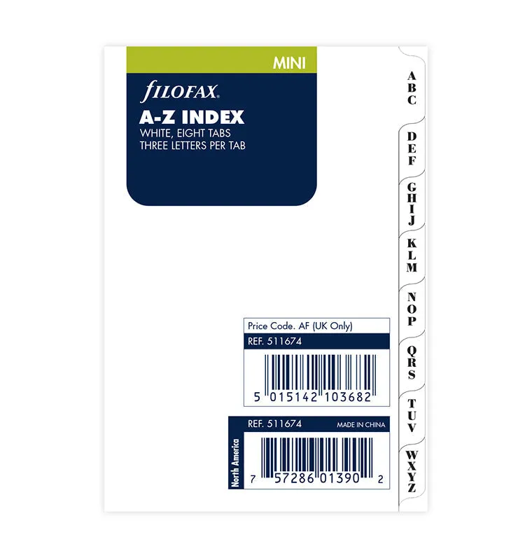 filofax-a-z-indice-3-lettere-per-tab-bianco-mini image 1