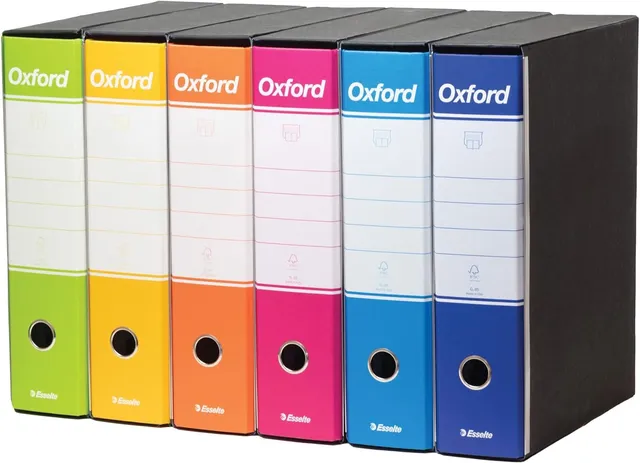 esselte-oxford-color-mix-set-6-registratori-protocollo-dorso-8-cm image 1