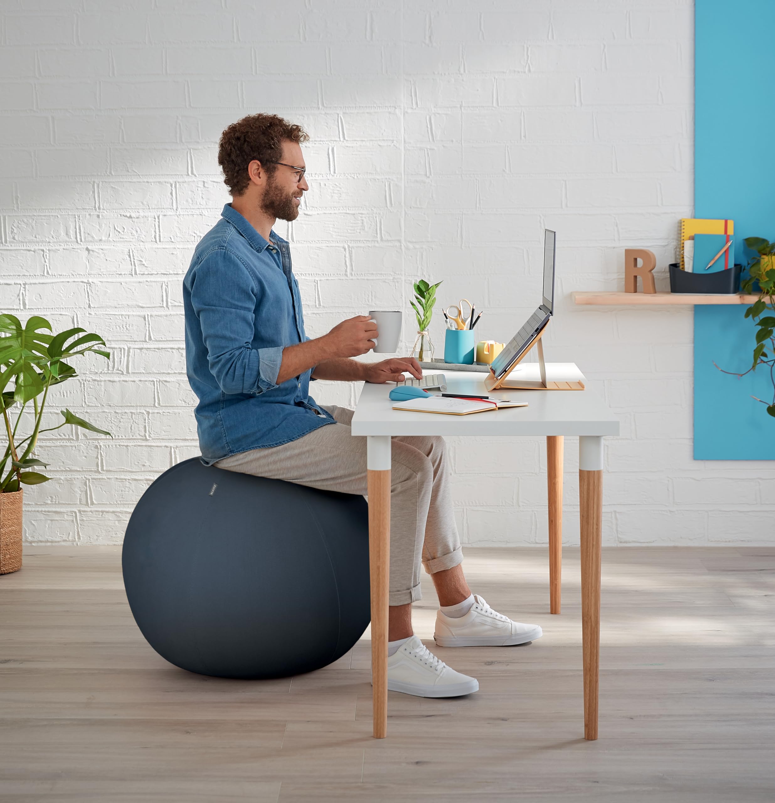 leitz-ergo-cosy-active-palla-da-seduta-ergonomica-65-cm-grigio-velluto-con-pompa image 2