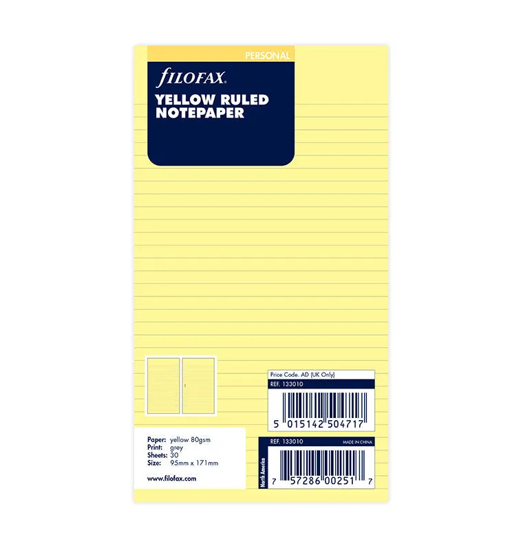 filofax-fogli-a-righe-gialli-personal-30-fogli image 1