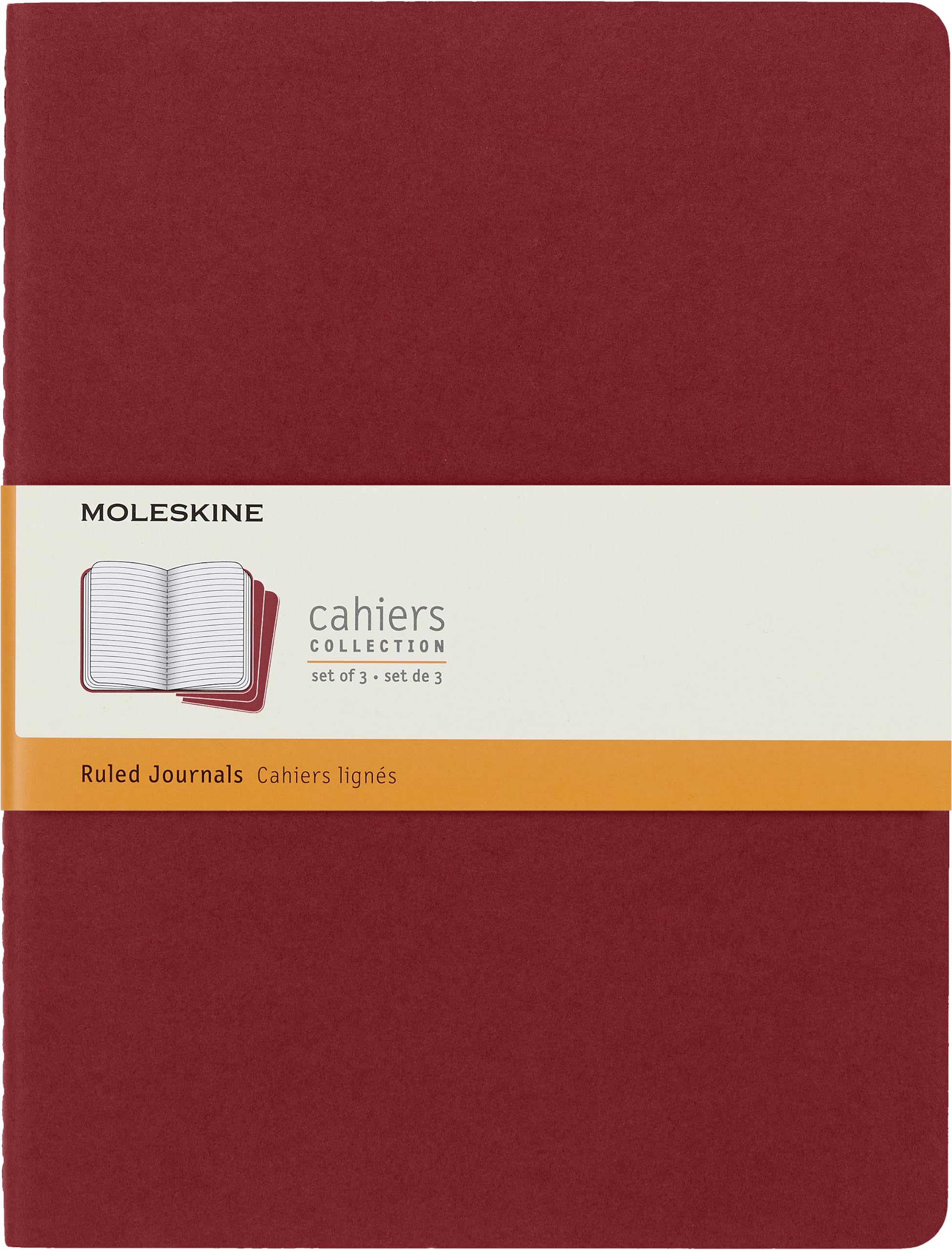 moleskine-cahier-journal-extra-large-19-x-25-cm-set-3-quaderni-a-righe-rosso-mir image 1