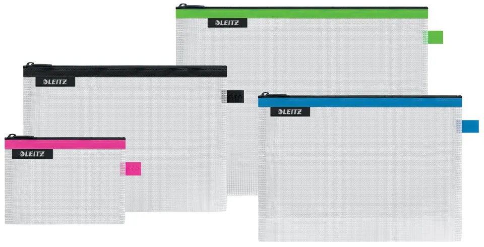 leitz-wow-set-4-buste-da-viaggio-s-m-l-cosmetici-trasparenti image 1