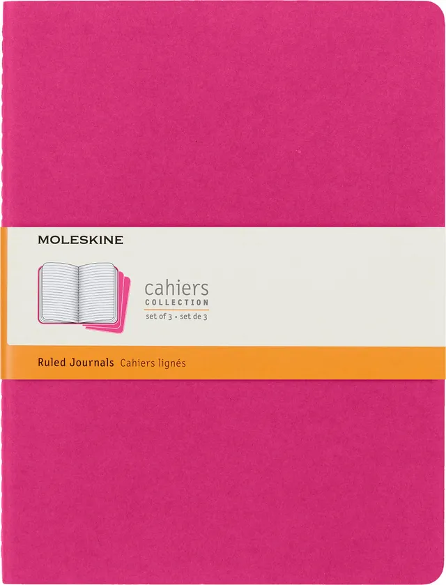 moleskine-cahier-journal-extra-large-19x25-cm-righe-rosa-set-3-quaderni image 1