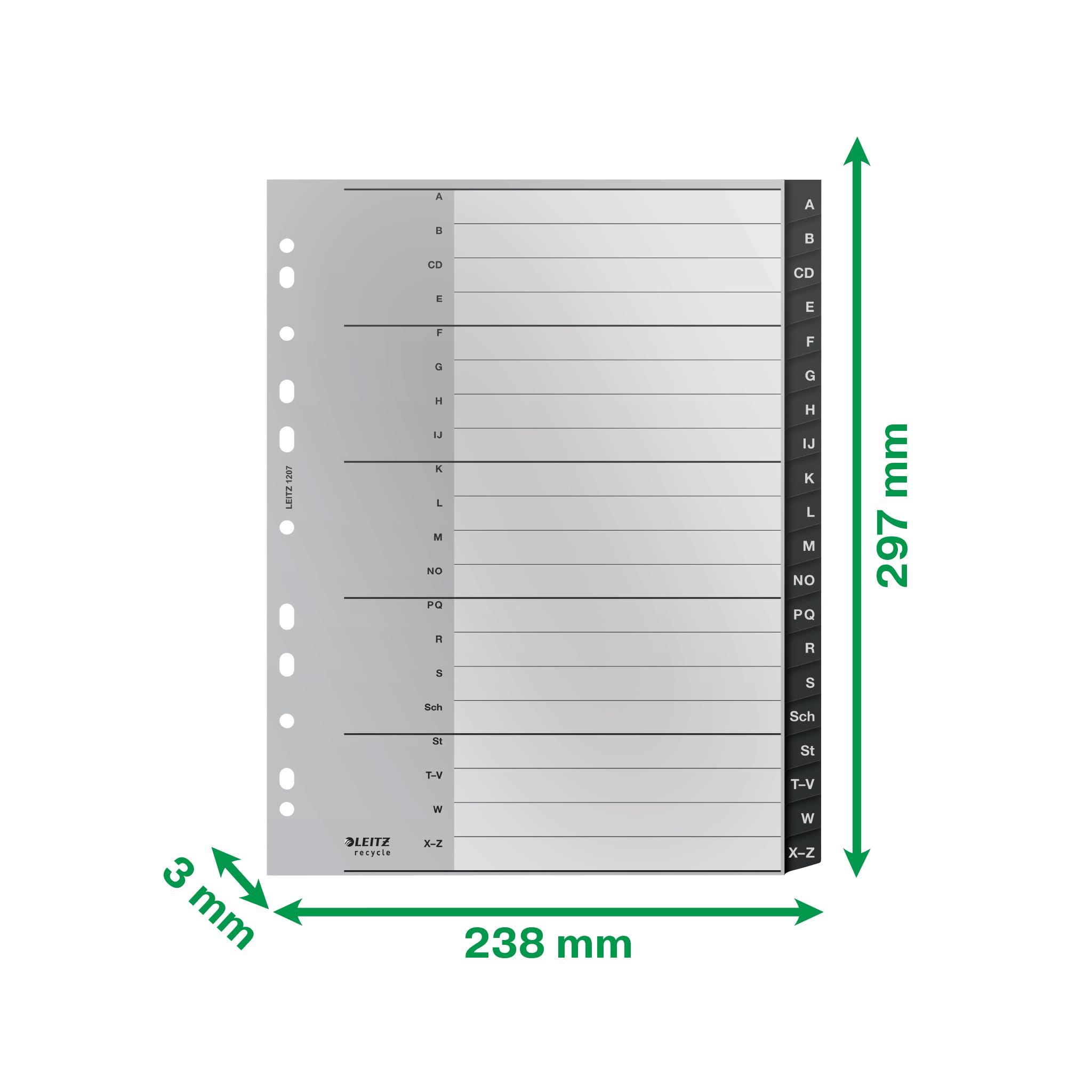 leitz-recycle-12070000-indice-a-z-20-schede-a4-extra-largo-plastica-riciclata-gr image 3