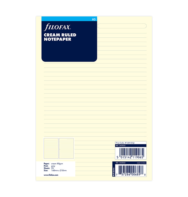 filofax-fogli-a-righe-crema-a5-25-fogli image 1