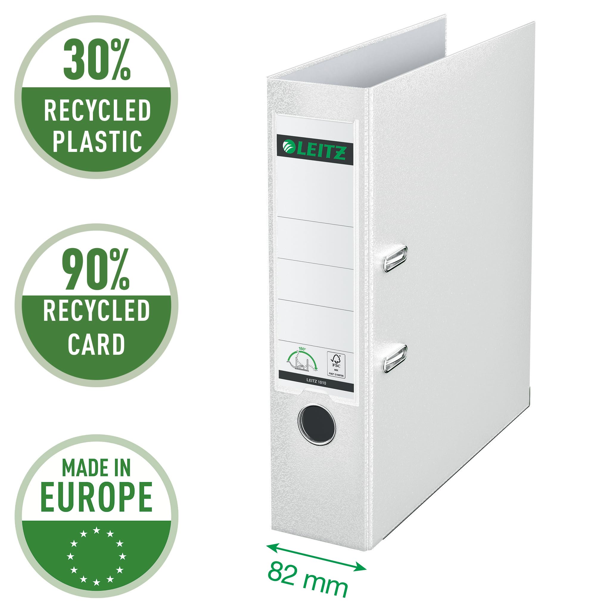leitz-180-raccoglitore-a-leva-formato-commerciale-dorso-8-2-cm-bianco-10105001 image 2