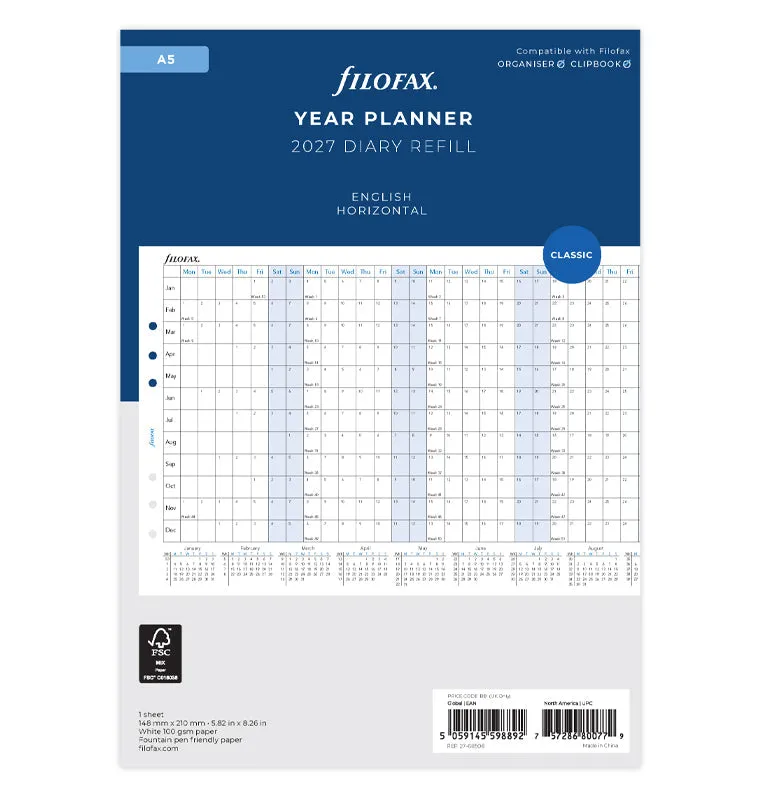 filofax-planner-annuale-orizzontale-a5-inglese-2027 image 1