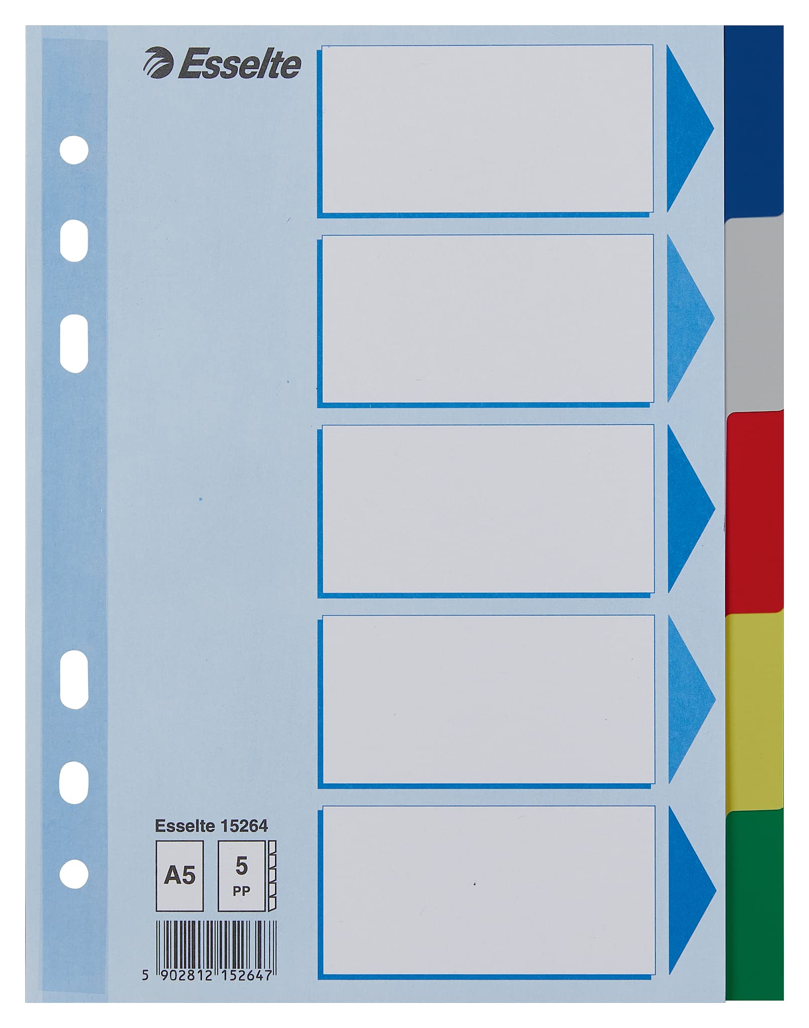 esselte-divisori-per-raccoglitori-5-tasti-a5-multicolore-15264 image 1