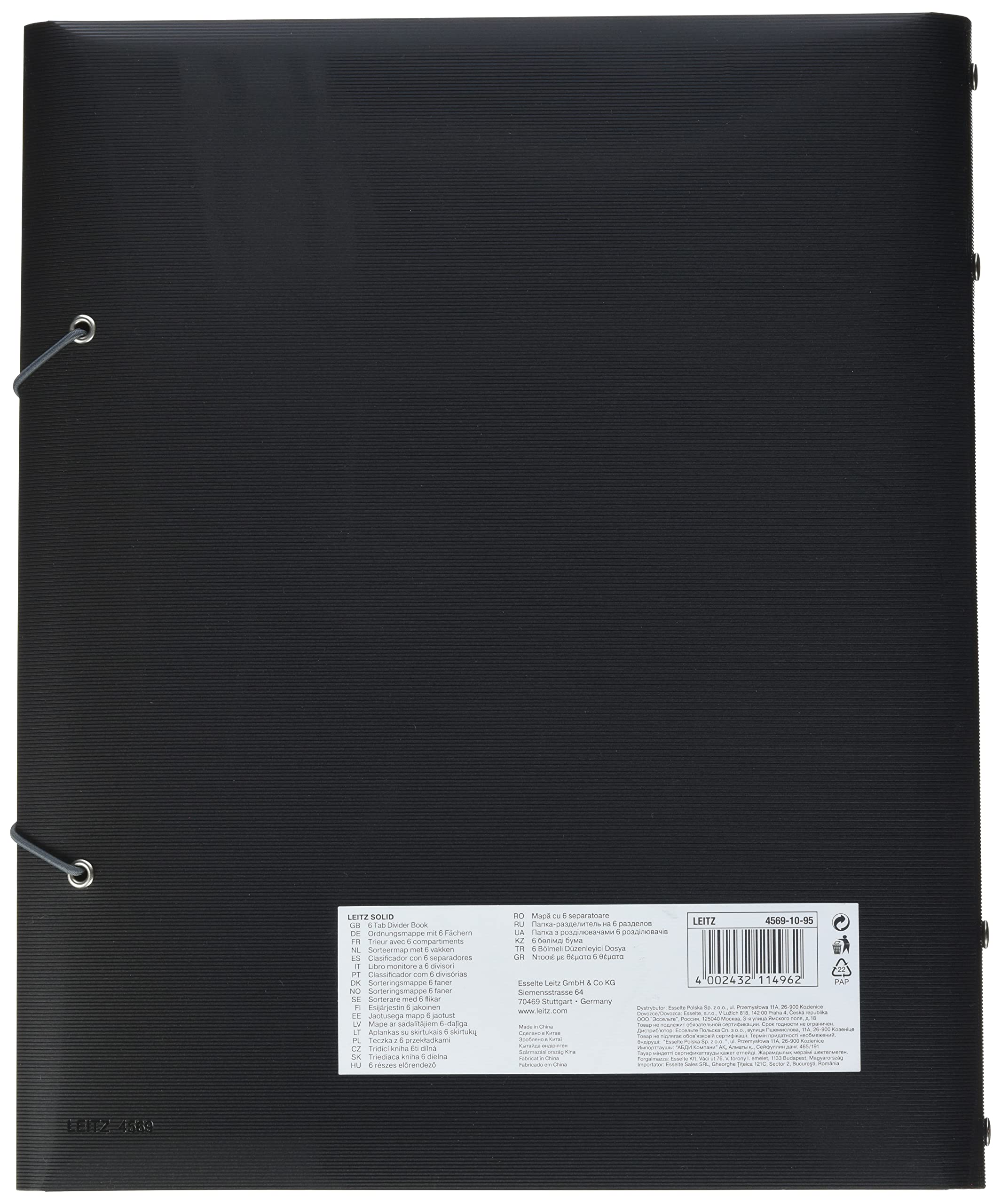 leitz-solid-cartellina-portadocumenti-pp-a4-6-scomparti-nero-con-elastico image 2