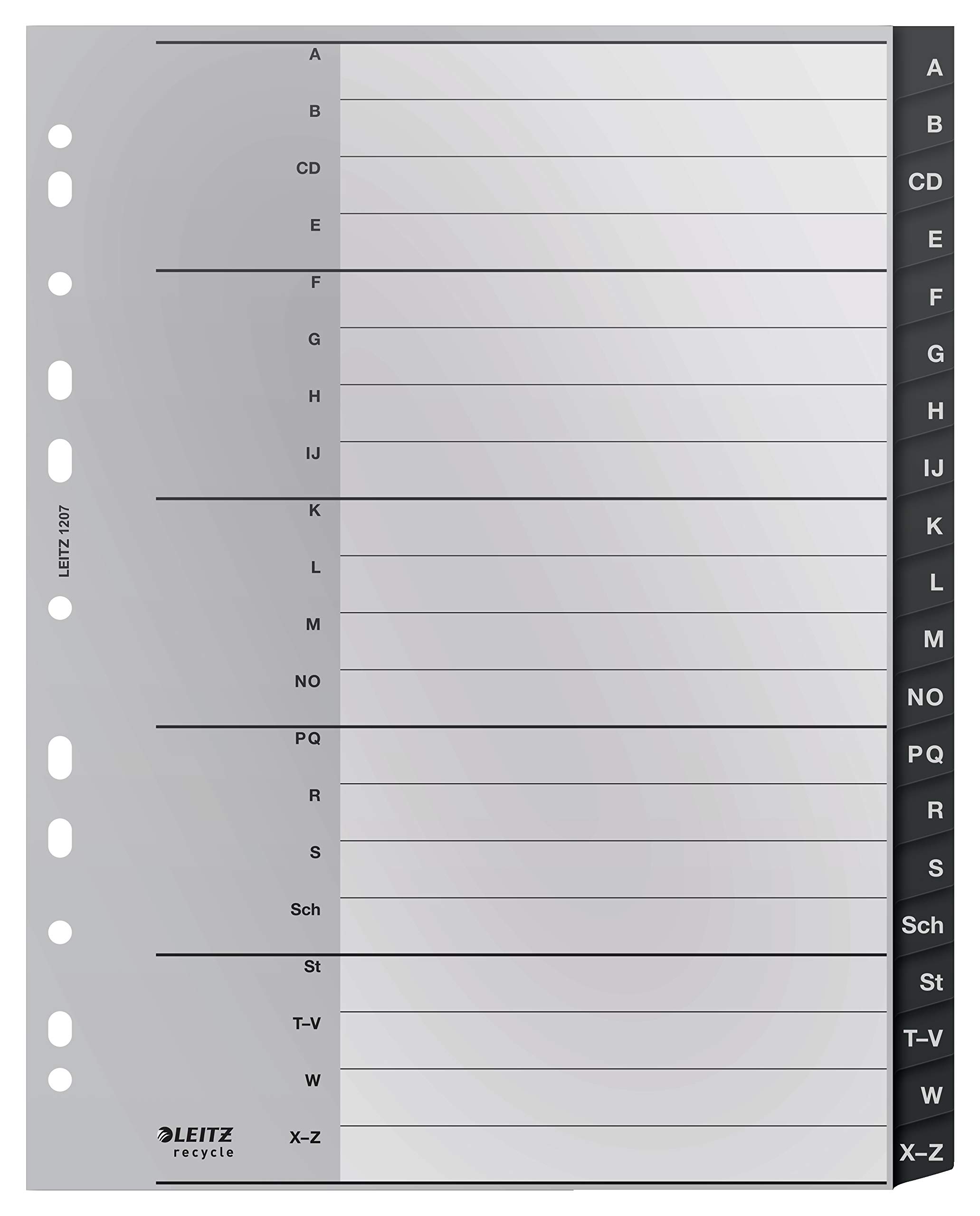 leitz-recycle-12070000-indice-a-z-20-schede-a4-extra-largo-plastica-riciclata-gr image 1