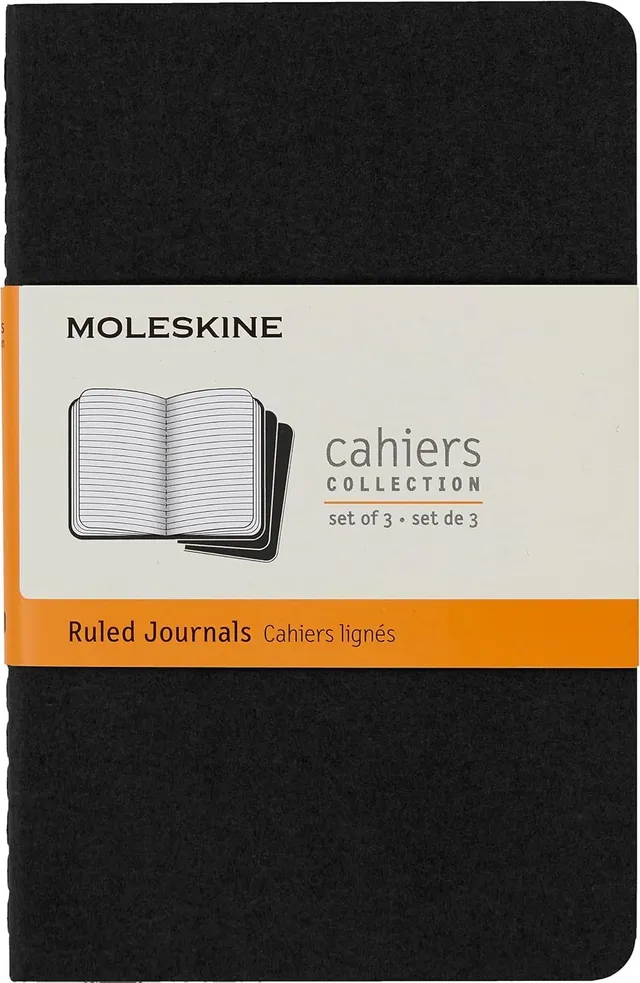 moleskine-cahier-journal-set-3-quaderni-a-righe-nero image 1