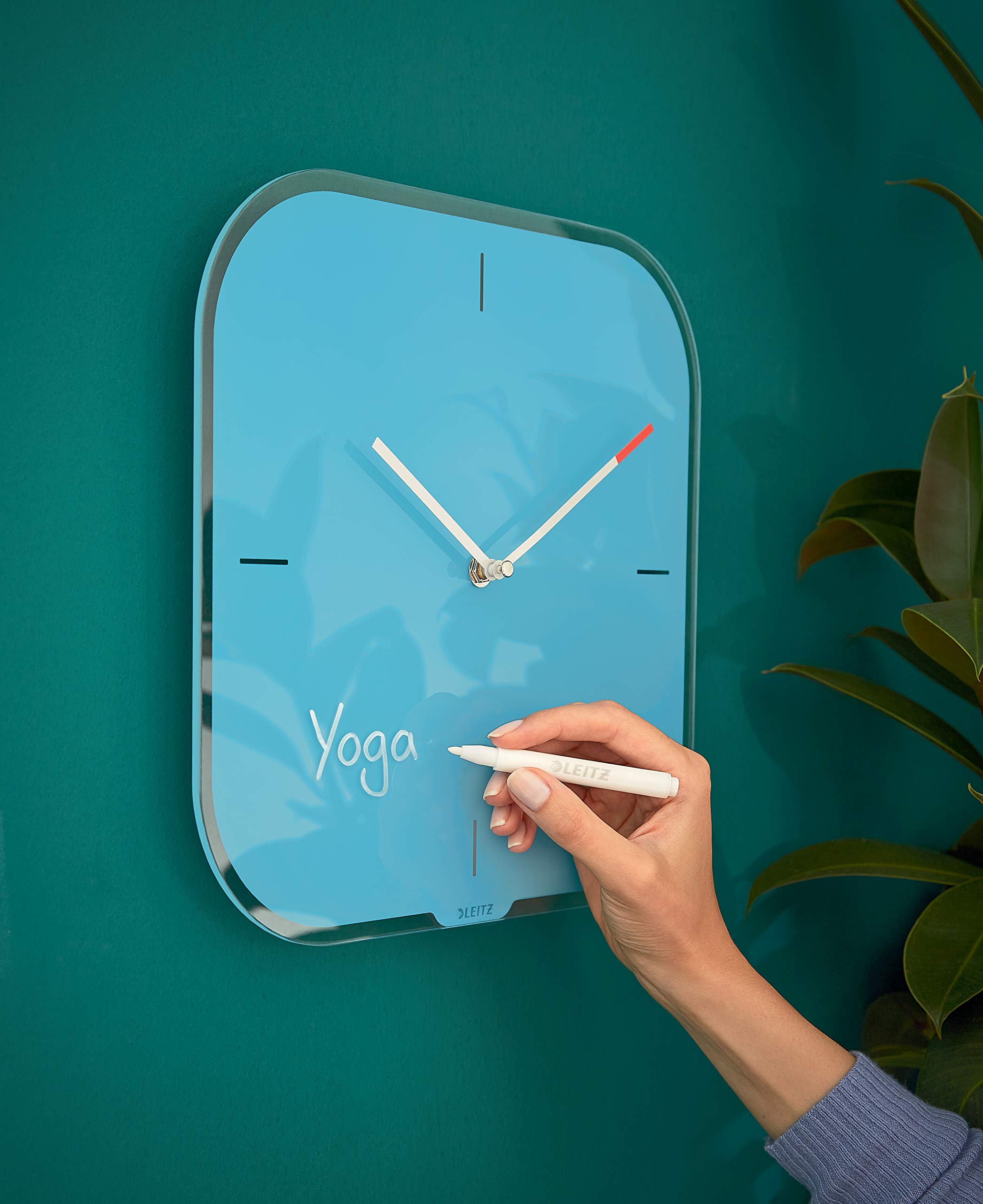 leitz-cosy-orologio-da-parete-in-vetro-30x30-cm-blu-calmo image 4