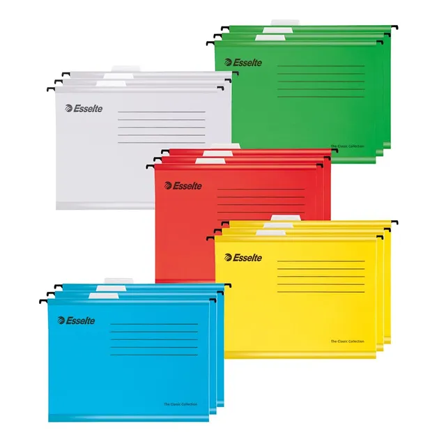 esselte-cartelle-sospese-a4-rinforzate-riciclate-15-pezzi-colori-assortiti image 1