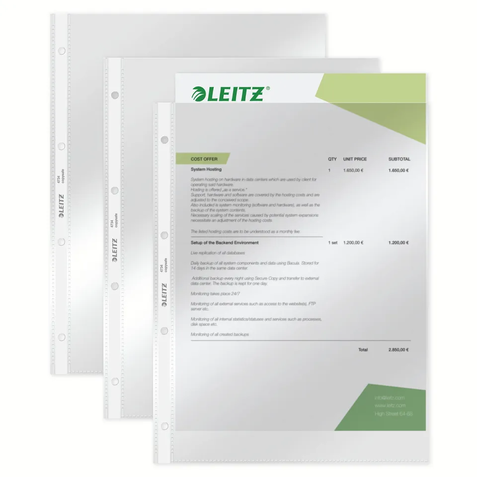 leitz-super-premium-4734-cartelline-portadocumenti-pvc-a4-trasparenti-10-pezzi image 1