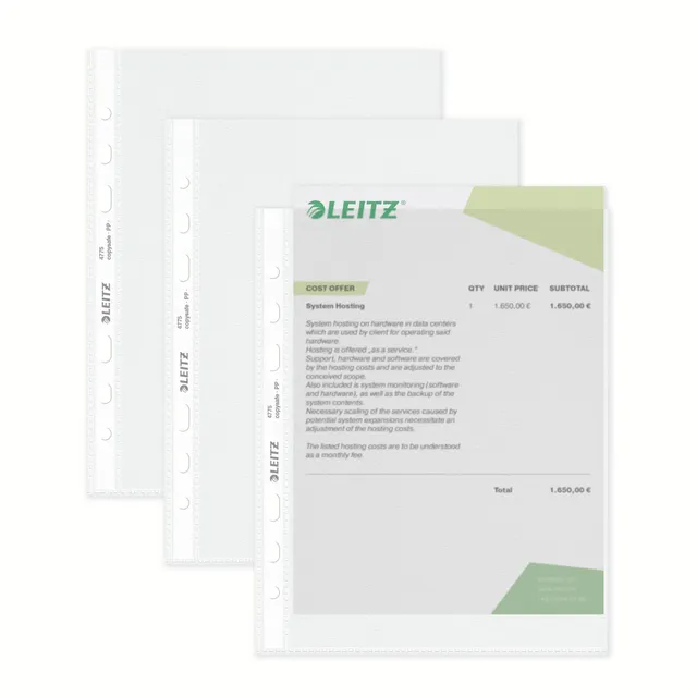 leitz-buste-trasparenti-standard-a5-confezione-15-pezzi-lucide image 1