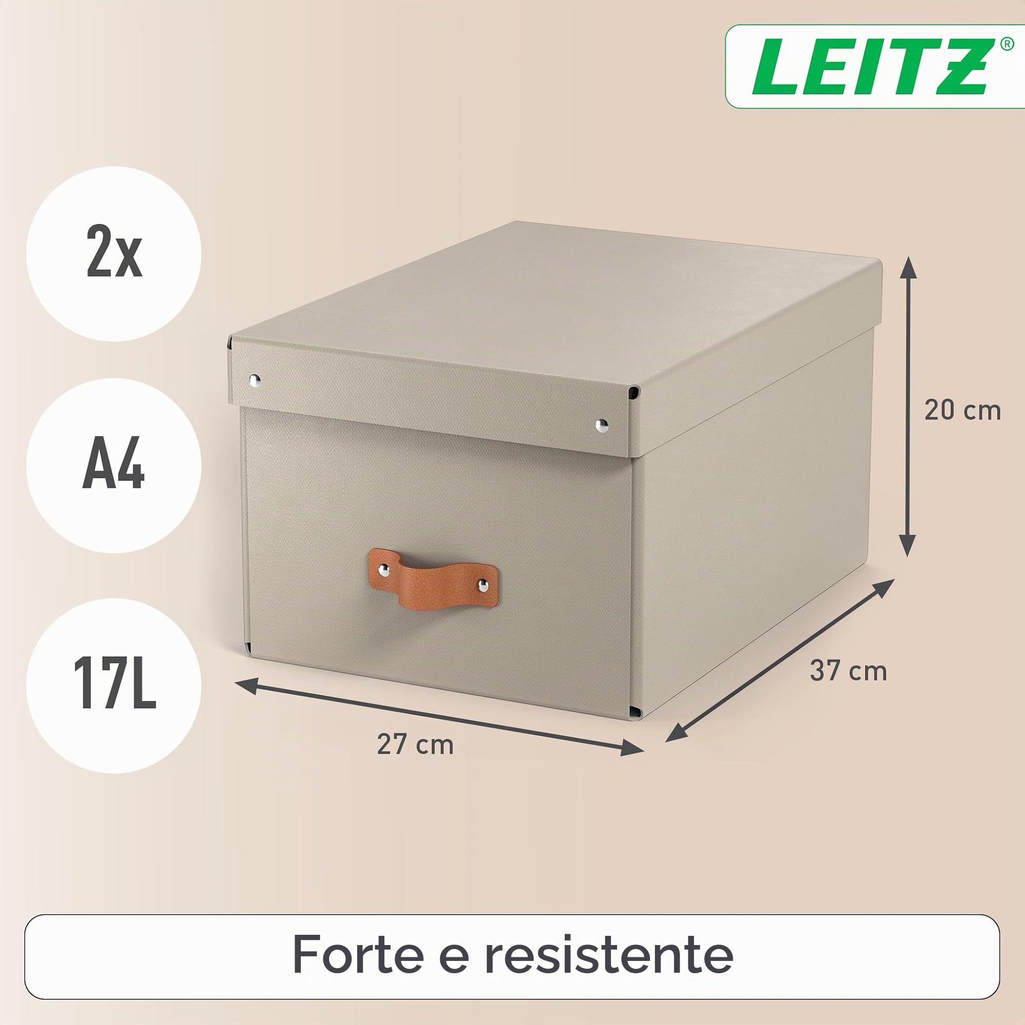 leitz-puro-set-2-scatole-portaoggetti-medie-17-l-tortora image 3