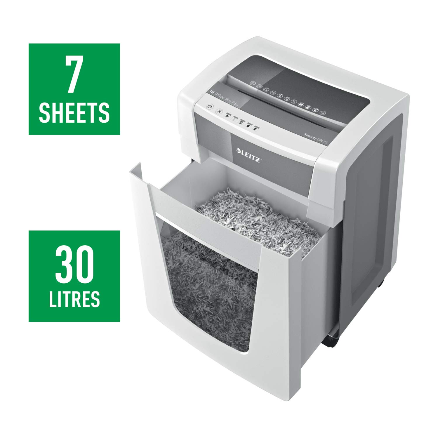 leitz-iq-office-pro-distruggidocumenti-microtaglio-p5-7-fogli-30l-bianco image 4