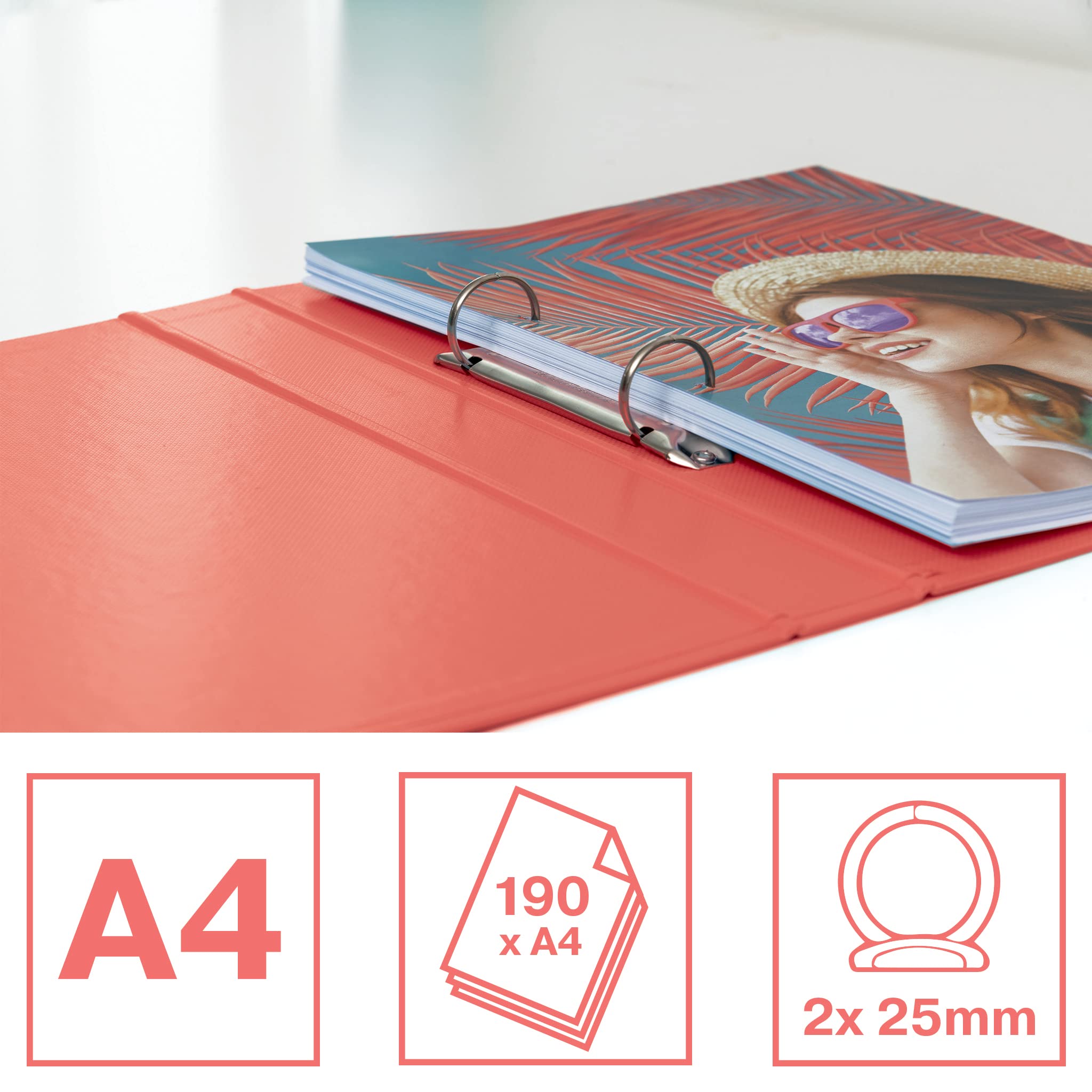 esselte-colour-breeze-raccoglitore-2-anelli-a4-corallo-dorso-42-mm-conf-10-pezzi image 2