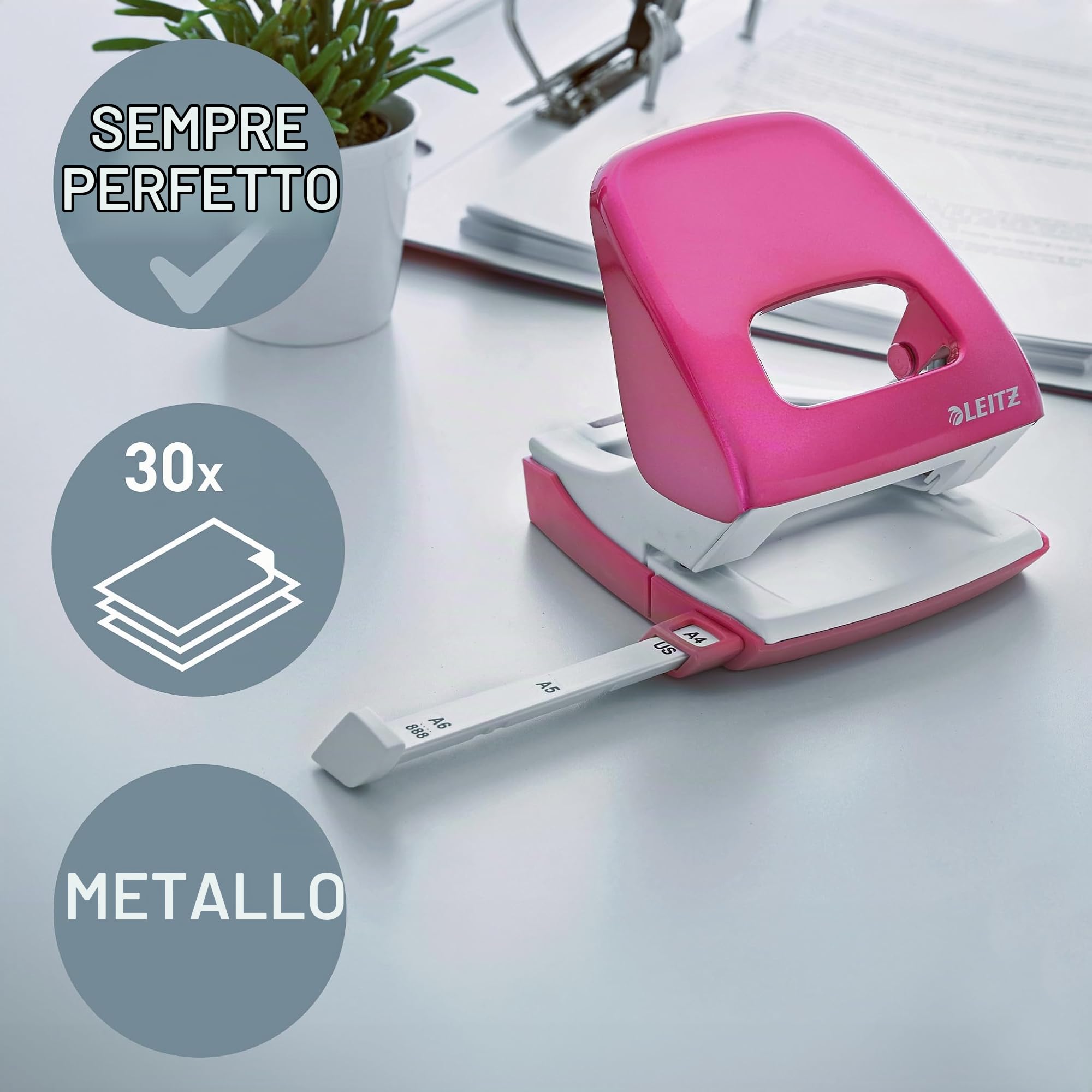 leitz-nexxt-wow-perforatore-in-metallo-30-fogli-rosa image 2
