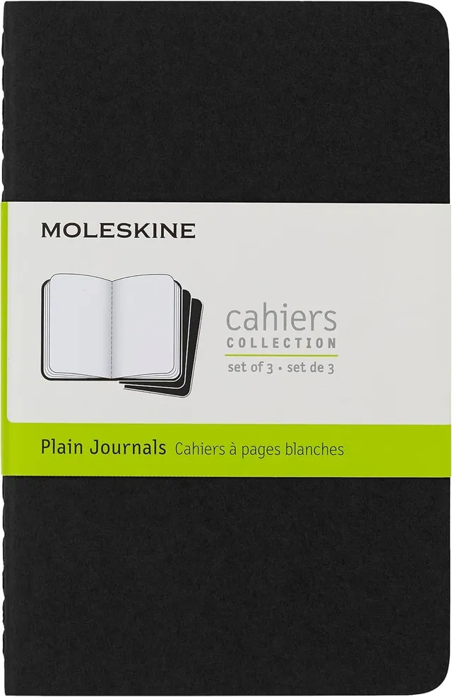 moleskine-cahier-journal-set-3-quaderni-pocket-neri-pagine-bianche-9-x-14-cm image 1