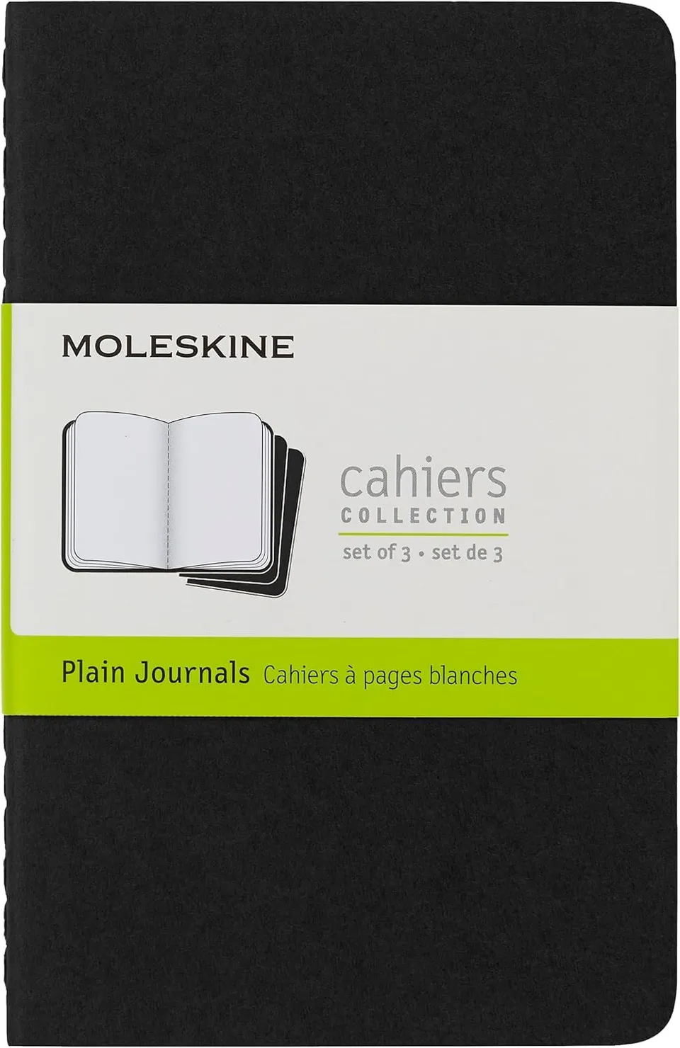 moleskine-cahier-journal-set-3-quaderni-pocket-neri-pagine-bianche-9-x-14-cm image 1