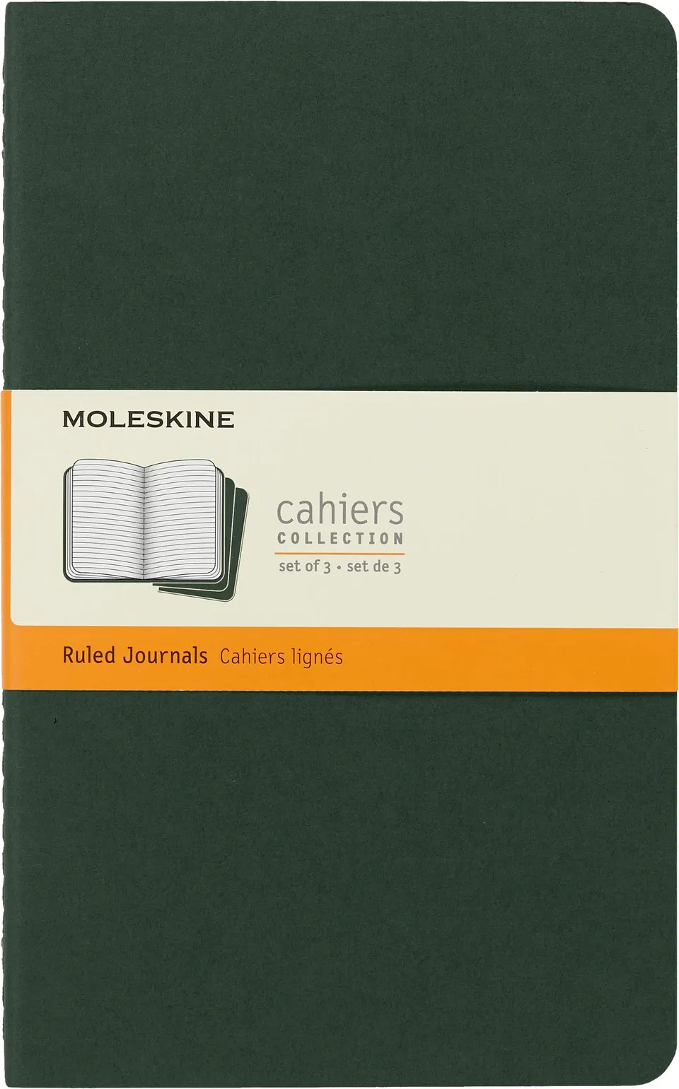 moleskine-cahier-journal-set-3-quaderni-large-13x21-cm-verde-mirto-80-pagine-rig image 1