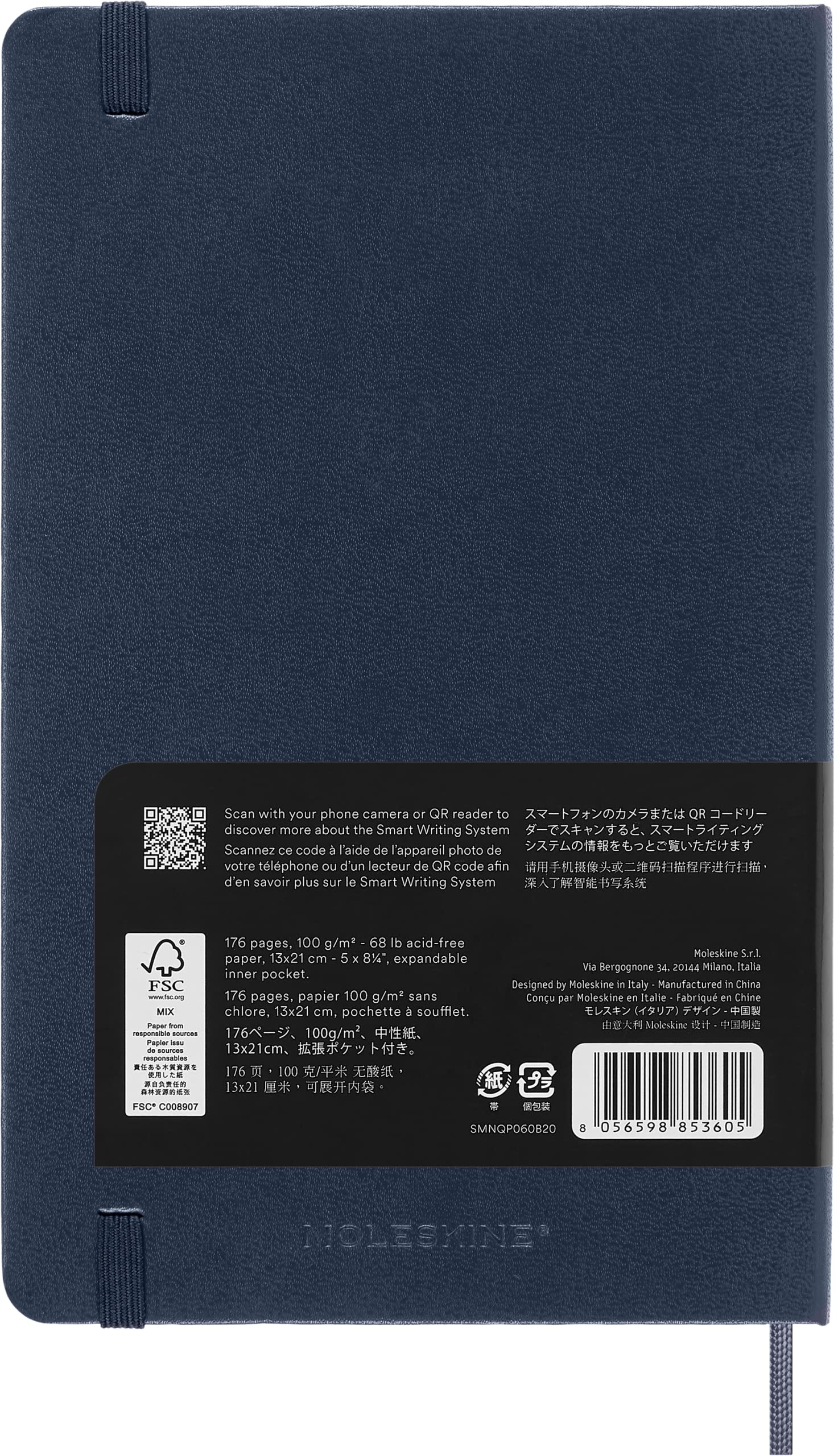 moleskine-smart-notebook-large-13x21-cm-rigida-righe-blu-zaffiro image 3