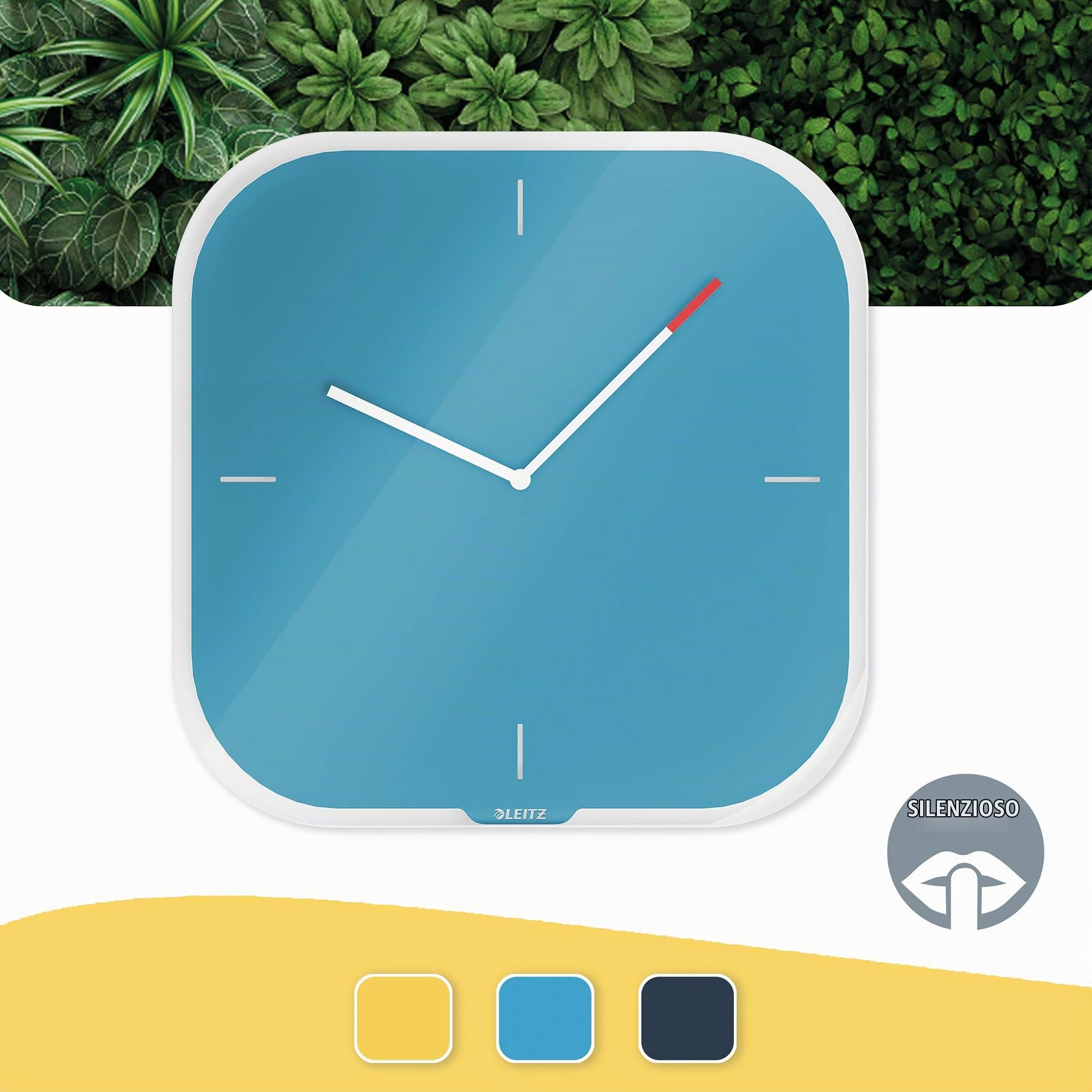 leitz-cosy-orologio-da-parete-in-vetro-30x30-cm-blu-calmo image 2