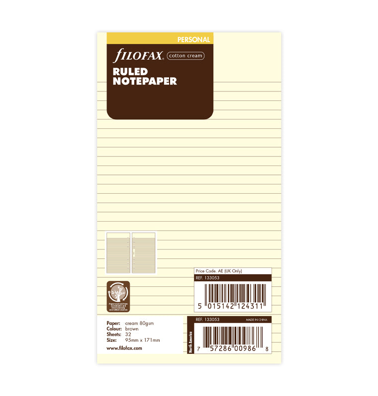 filofax-fogli-a-righe-crema-personal-32-fogli image 1