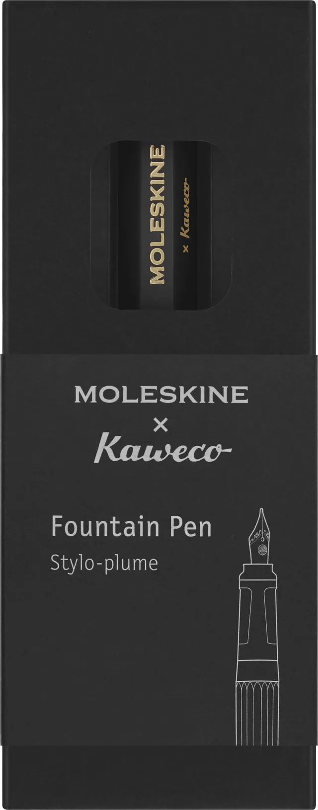 moleskine-x-kaweco-penna-stilografica-abs-pennino-m-oro-con-cartuccia-blu-nero image 1